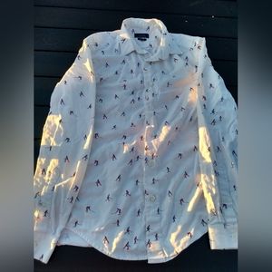 Basic Zara Man Hockey Button Down Shirt, Size Medium, Slim Fit, Hockey P…